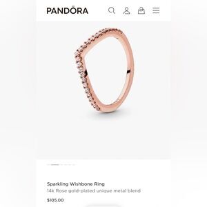 Pandora Sparkling Rose Gold Wishbone Ring